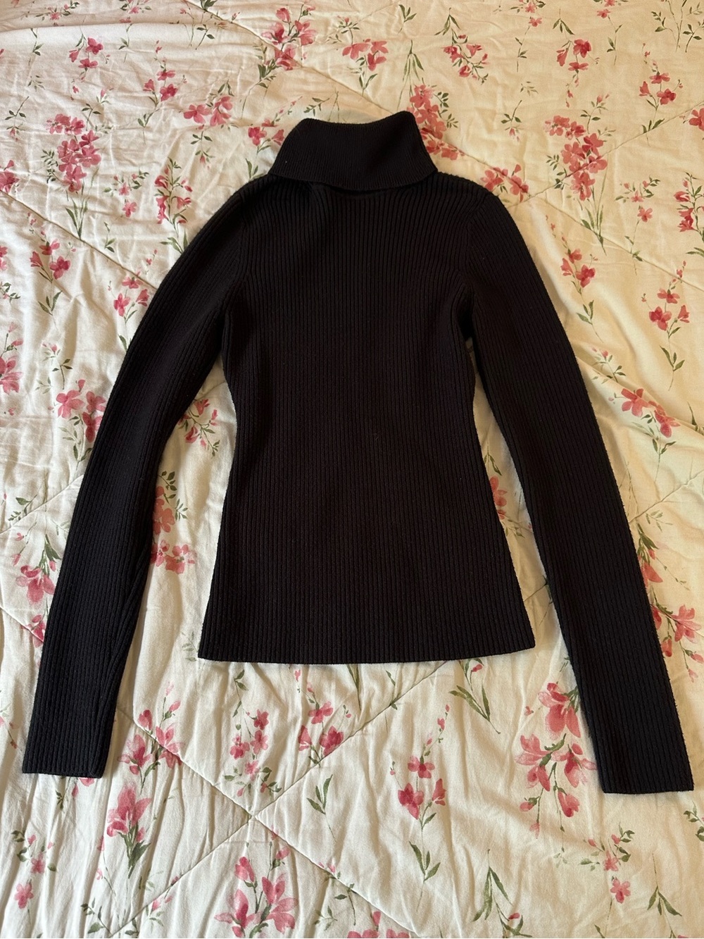 Abercrombie & Fitch Black Ribbed Turtleneck Long Sleeve Top - Picture 2 of 3